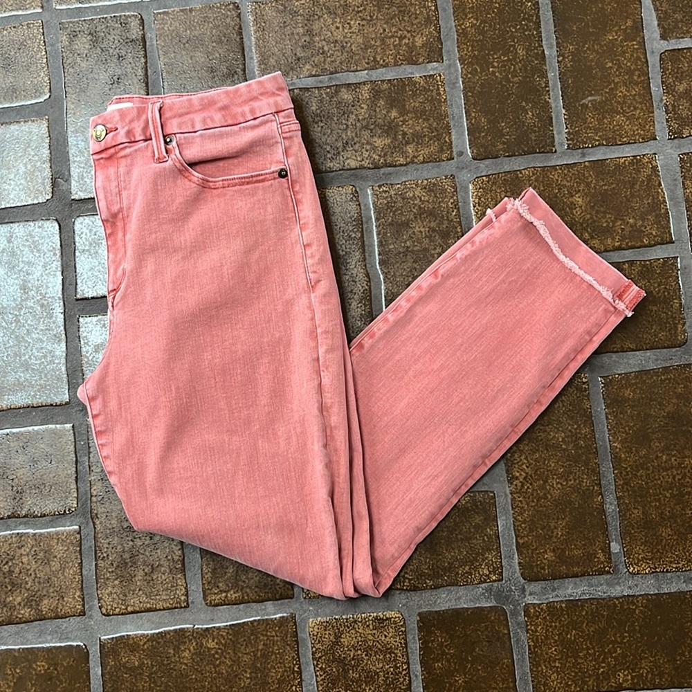 Pistola Brick Red Drea Scissor Cut Hem Slim Straight Cropped Jean